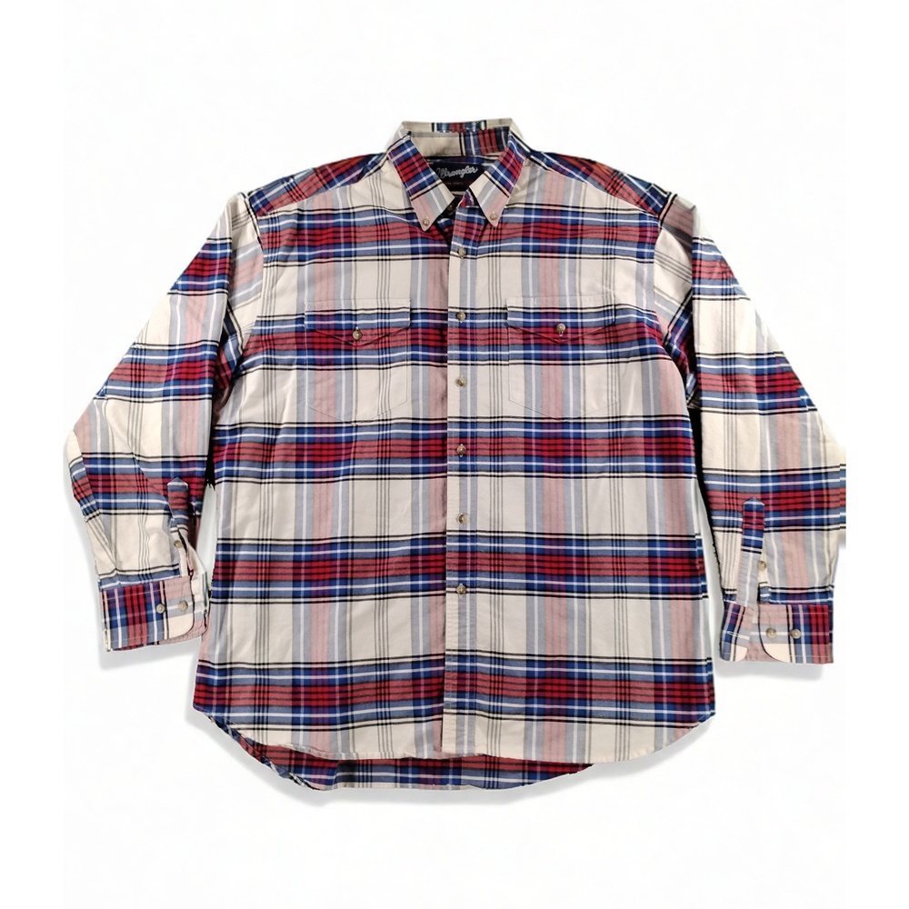 Mens XL Wrangler Western Shirt XL MP2712M Plaid Button Up Long Sleeve Cowboy